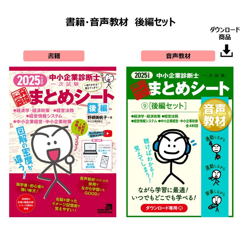 書籍・音声教材（後編セット）】2024年度版 中小企業診断士1次試験 一発合格まとめシート（経営法務、経営情報システム、中小企業経営・政策 –  まとめシートSTORE